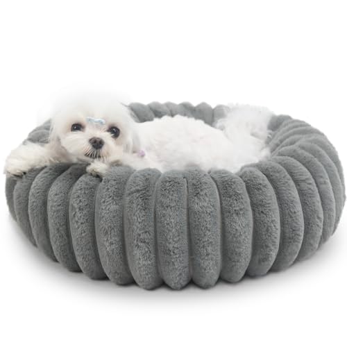 Donut-Hundebett für kleine Hunde und Katzen, bequem, Anti-Angst, beruhigend, kleines Hundebett, waschbar und rutschfest, gemütlich, weich, rund, für Welpen und Kätzchen, 48,3 x 48,3 cm, warmes Grau Donut-Hundebett für kleine Hunde und Katzen, bequem, Anti-Angst, beruhigend, kleines Hundebett, waschbar und rutschfest, gemütlich, weich, rund, für Welpen und Kätzchen, 48,3 x 48,3 cm, warmes Grau von zihapgpzp
