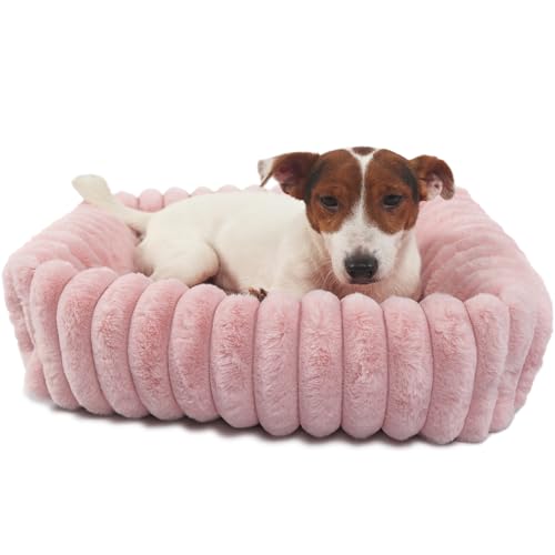 Niedliches kleines Hundebett für kleine Hunde, Mädchen und Katzen, waschbar, rechteckiges Katzenbett mit Seiten, orthopädisch, weich, gemütlich, beruhigend, schlafend, Welpenbett, rosa Haustier, von zihapgpzp