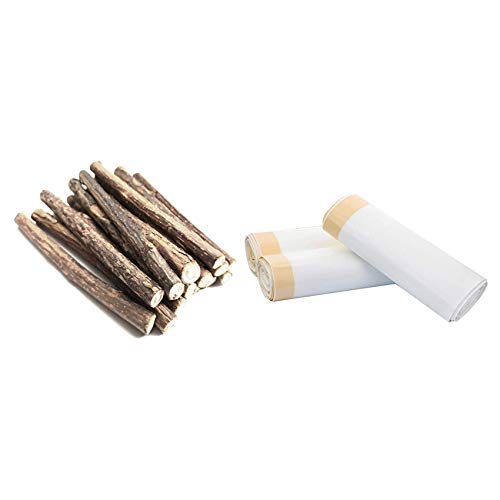 ziyuan 15 Stück natürliche Silvervine Sticks & 3 x Box Liner Extra Durable 21 Count Jumbo Drawstring Litter Pan Bags von ziyuan