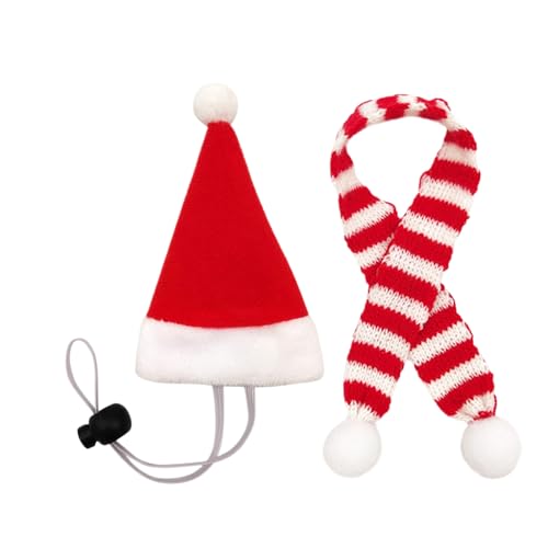 zjhukfmc Hühnerkleidung - Weihnachtsmann Cosplay Kostümzubehör für kleine Haustiere | Kleintier Winziger Weihnachtsmannhut mit verstellbarem Kinnriemen,für Ente Huhn Hamster Katze Welpe von zjhukfmc