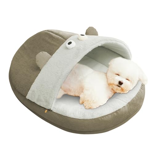 zjhukfmc Hundebett mit Deckhöhle, Höhlenbett - Geschlossenes Katzenbett | Slipper Design waschbares weiches Nest mit erhöhter Kante für kleine Rassen große Rassen Senior Haustiere Kätzchen Welpen zjhukfmc Hundebett mit Deckhöhle, Höhlenbett - Geschlossenes Katzenbett | Slipper Design waschbares weiches Nest mit erhöhter Kante für kleine Rassen große Rassen Senior Haustiere Kätzchen Welpen von zjhukfmc