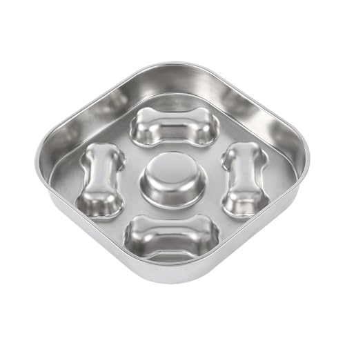 zjhukfmc Hundeschale langsamer Feeder, langsamer Feeder - Katzenfuttergericht Edelstahl - Anti-Choking-Essgewohnheiten Training langsamer Feeder für mittlere große Hunde Katzen nach Hause von zjhukfmc