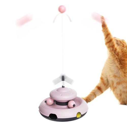 zjhukfmc Interaktive Katzenstabspielzeug, Katzen -Plattenspieler -Teaser -Spielzeug, Buntes Katze Selbstvertretung Spielzeug, Tragbarer Tieranreicherungsball, lustige Haustiervorräte für Zuhause, von zjhukfmc