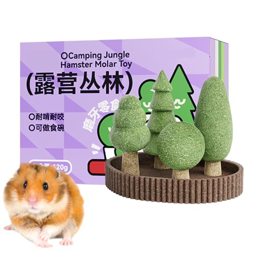 zjhukfmc Kauspielzeug für kleine Haustiere, 5 x Hamster- , Zahnen, Dschungel-Themen-Spielzeug, dekorativer Unterhaltungsbegleiter, Tier-Zahnpflegelösung zum Spielen, Käfig-Landschaftsbau von zjhukfmc