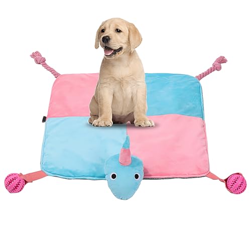 zjhukfmc Schnüffelmatte für Hunde, Welpen, langsames Füttern, interaktives Hundespielzeug und langsames Fressen Matte für den Innenbereich, mit Zugseil und auslaufendem Ball von zjhukfmc