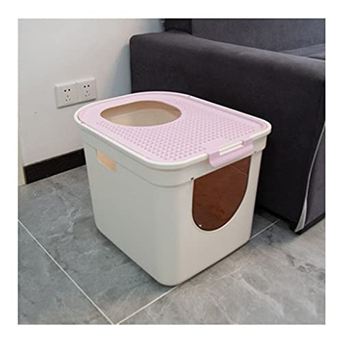 zlw-shop Katzentoilette, Katzentoilette, abnehmbar, große Katzentoilette, Sandfall, geschlossenes Fußpedal, Anti-Splashing, leicht zu reinigen (Farbe: Pink) von zlw-shop