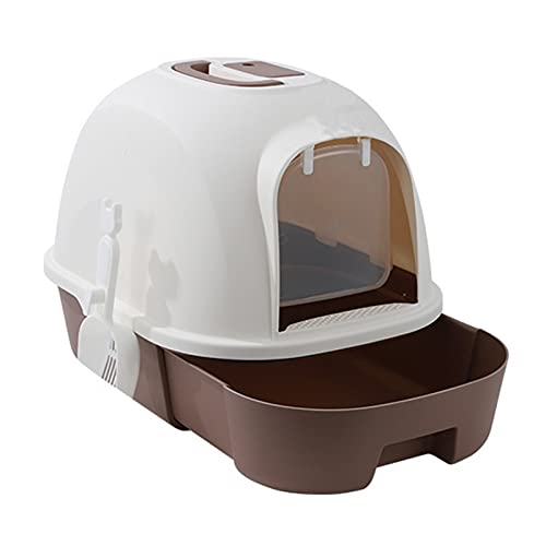 zlw-shop Katzentoilette mit Kuppel, Katzentoilette, mit geschlossenem Löffel, groß, Kitty, Katzentoilette, Katzentoilette, Katzentoilette (Farbe: Braun-a) von zlw-shop