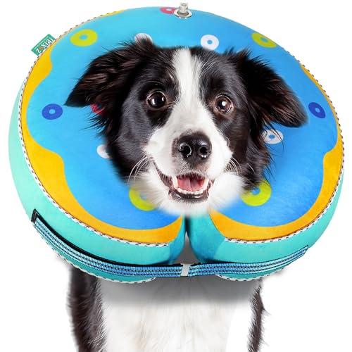 Znxiai Aufblasbares, reflektierendes Hundehalsband, Alternative nach Operationen, Hundehals-Donut, Erholung, weiches schützendes E-Halsband, verstellbar, für kleine, mittelgroße und große Hunde, von znxiai