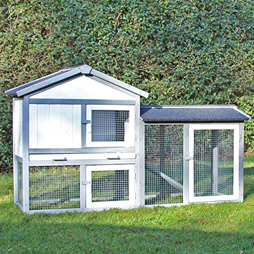 Kaninchenstall Klopfer Grau/Weiss - mit Ruheraum - Hasenstall Hasenhaus Kleintierstall ca.145.00 x 54.00 x 86.00 cm für draußen 2-stöckig mit Freilauf - Preisgünstiges Angebot Schnäppchen Kaninchenstall Klopfer Grau/Weiss - mit Ruheraum - Hasenstall Hasenhaus Kleintierstall ca.145.00 x 54.00 x 86.00 cm für draußen 2-stöckig mit Freilauf - Preisgünstiges Angebot Schnäppchen von zoo-xxl