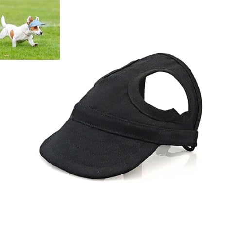 Dog Sun Hat, Adjustable Cotton Baseball Hat with Ear Holes & Quick‑Release Buckle, Sun Protection Dog Hats for Small, Medium & Large Dogs (Black,Small) von zoocco