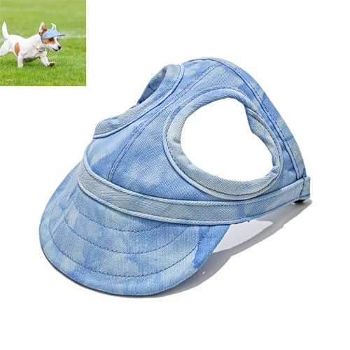 Dog Sun Hat, Adjustable Cotton Baseball Hat with Ear Holes & Quick‑Release Buckle, Sun Protection Dog Hats for Small, Medium & Large Dogs (Cloud Blue,Small) von zoocco