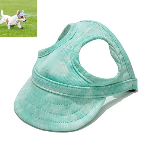 Dog Sun Hat, Adjustable Cotton Baseball Hat with Ear Holes & Quick‑Release Buckle, Sun Protection Dog Hats for Small, Medium & Large Dogs (Cloud Green,Large) von zoocco