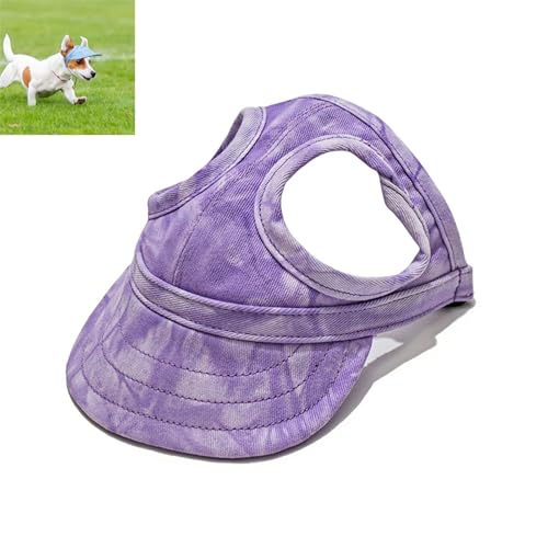 Dog Sun Hat, Adjustable Cotton Baseball Hat with Ear Holes & Quick‑Release Buckle, Sun Protection Dog Hats for Small, Medium & Large Dogs (Cloud Purple,X-Large) von zoocco