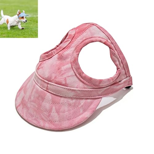 Dog Sun Hat, Adjustable Cotton Baseball Hat with Ear Holes & Quick‑Release Buckle, Sun Protection Dog Hats for Small, Medium & Large Dogs (Cloud pink,Small) von zoocco