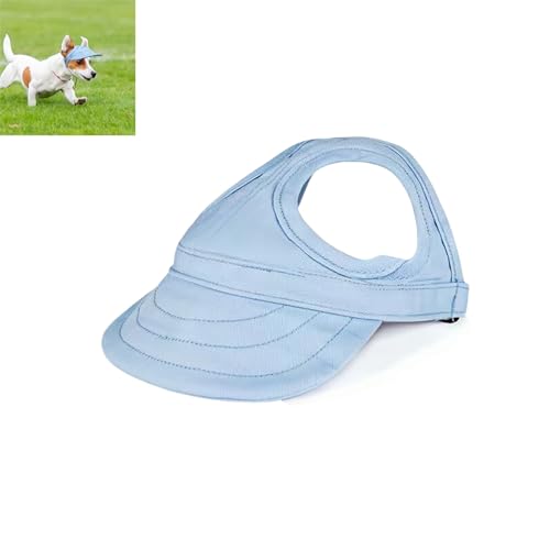 Dog Sun Hat, Adjustable Cotton Baseball Hat with Ear Holes & Quick‑Release Buckle, Sun Protection Dog Hats for Small, Medium & Large Dogs (Light Blue,Large) von zoocco