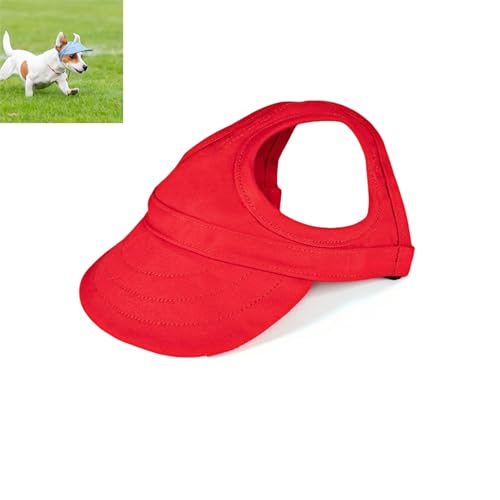 Dog Sun Hat, Adjustable Cotton Baseball Hat with Ear Holes & Quick‑Release Buckle, Sun Protection Dog Hats for Small, Medium & Large Dogs (Red,Large) von zoocco