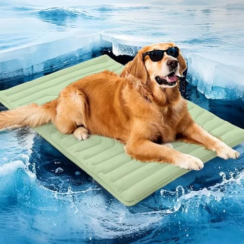 Outdoor Cooling Mat for Dogs - Reversible Dog Cooling Pad with Cool & Warm Sides, Pet Coolings Mat for Dogs Cats, Ideal for Indoor Crates & Summer Travel (Green,91 * 58 cm) von zoocco