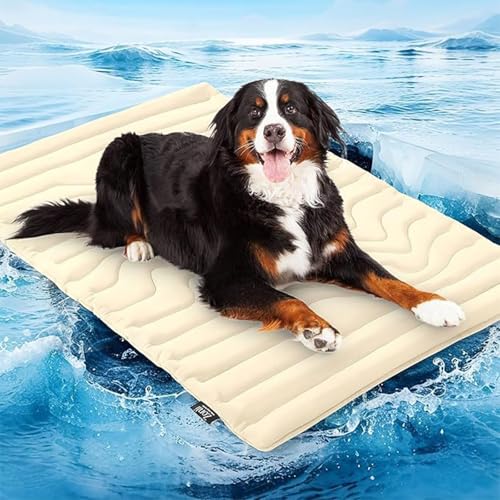 Outdoor Cooling Mat for Dogs - Reversible Dog Cooling Pad with Cool & Warm Sides, Pet Coolings Mat for Dogs Cats, Ideal for Indoor Crates & Summer Travel (Off-White,122 * 71cm) von zoocco