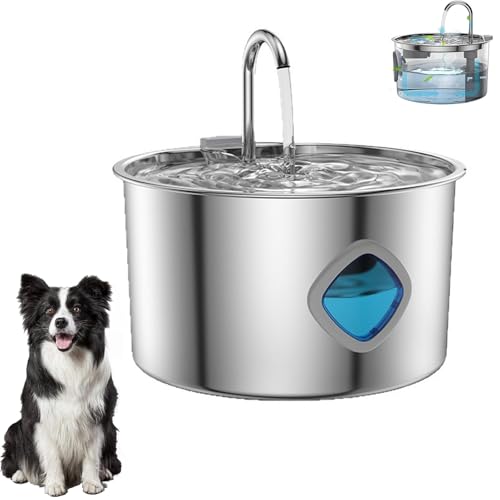 Pawdrate Dog Water Fountain 3.2L Super Quiet Plug in Stainless Steel Automatic Circulating Cat and Dog Water Fountain for Busy Pet Owners von zoocco