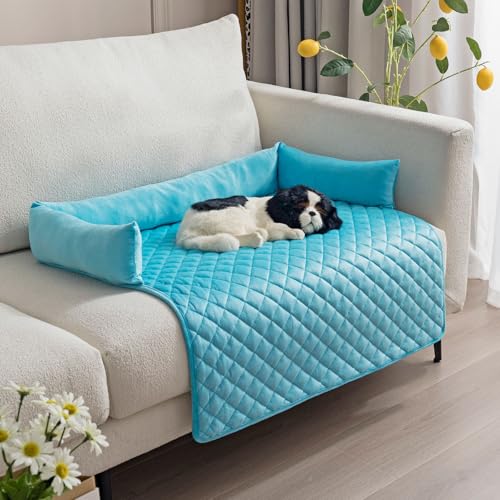 Pet Cooling Mat, Quilted Couch Cover Dog Bed with Water-Resistant Base, Anti-Slip Dog Couch Cover Protector for Sofa, Car or Floor (Blue,90 * 135cm) von zoocco