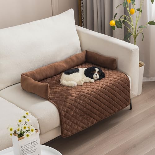 Pet Cooling Mat, Quilted Couch Cover Dog Bed with Water-Resistant Base, Anti-Slip Dog Couch Cover Protector for Sofa, Car or Floor (Coffee,90 * 90cm) von zoocco