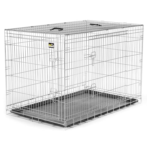 zoomundo XXL Hundekäfig Transportkäfig Transportbox Tierkäfig Drahtkäfig Faltbarer Käfig aus Metall mit herausnehmbarer Kunststoffwanne von zoomundo