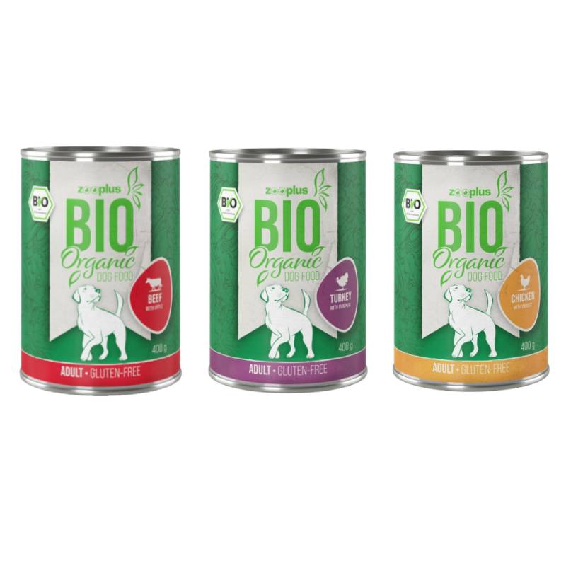 zooplus Bio Glutenfrei Mixpaket  - 6 x 400g: Huhn/Reis/Karotte, Rind/Apfel/Birne, Pute/Kürbis/Zucchini von zooplus Bio