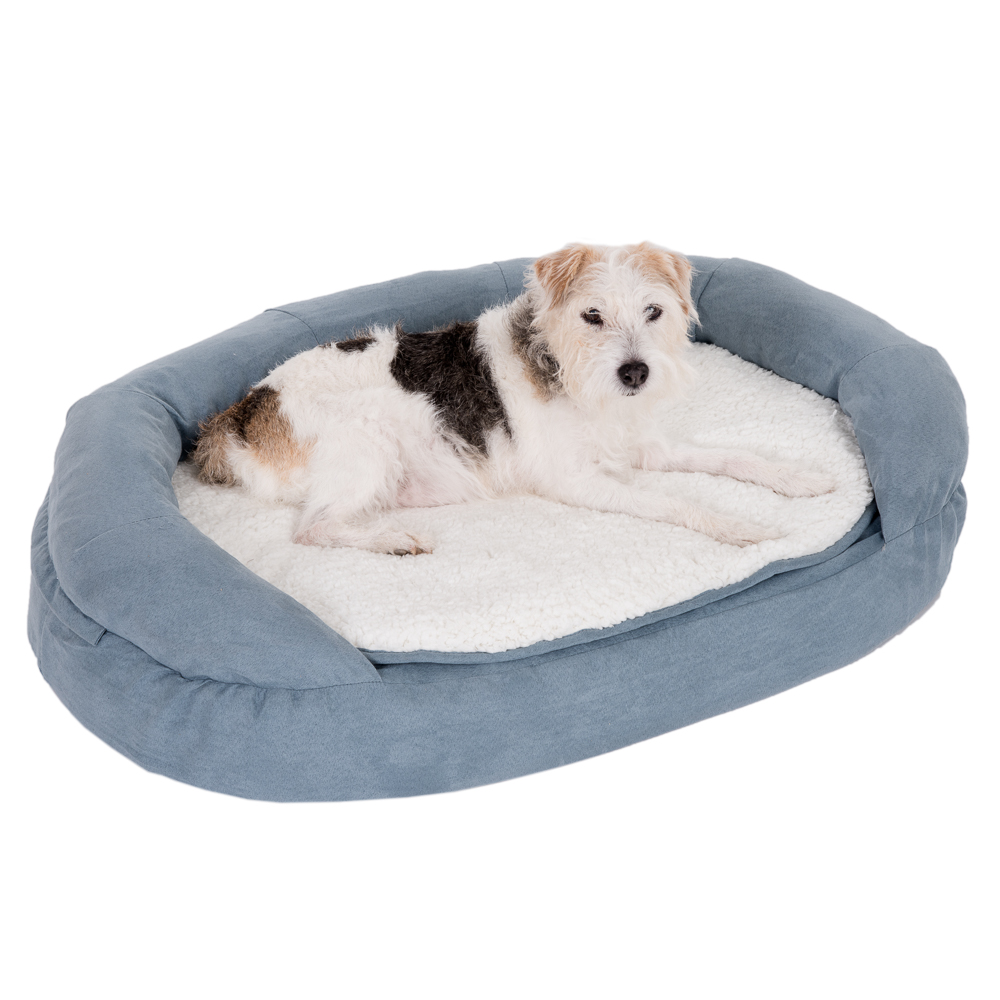 Hundebett Memory oval, grau-blau - L 100 x B 65 x H 22 cm von zooplus Exclusive