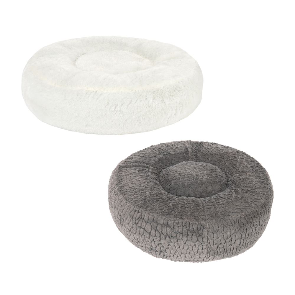 Kombi-Paket: Hundebett Flocke + passende Ersatzbezüge - Bett Ø 125 x H 25 cm + Ersatzbezug Ø 125 cm, grau von zooplus Exclusive