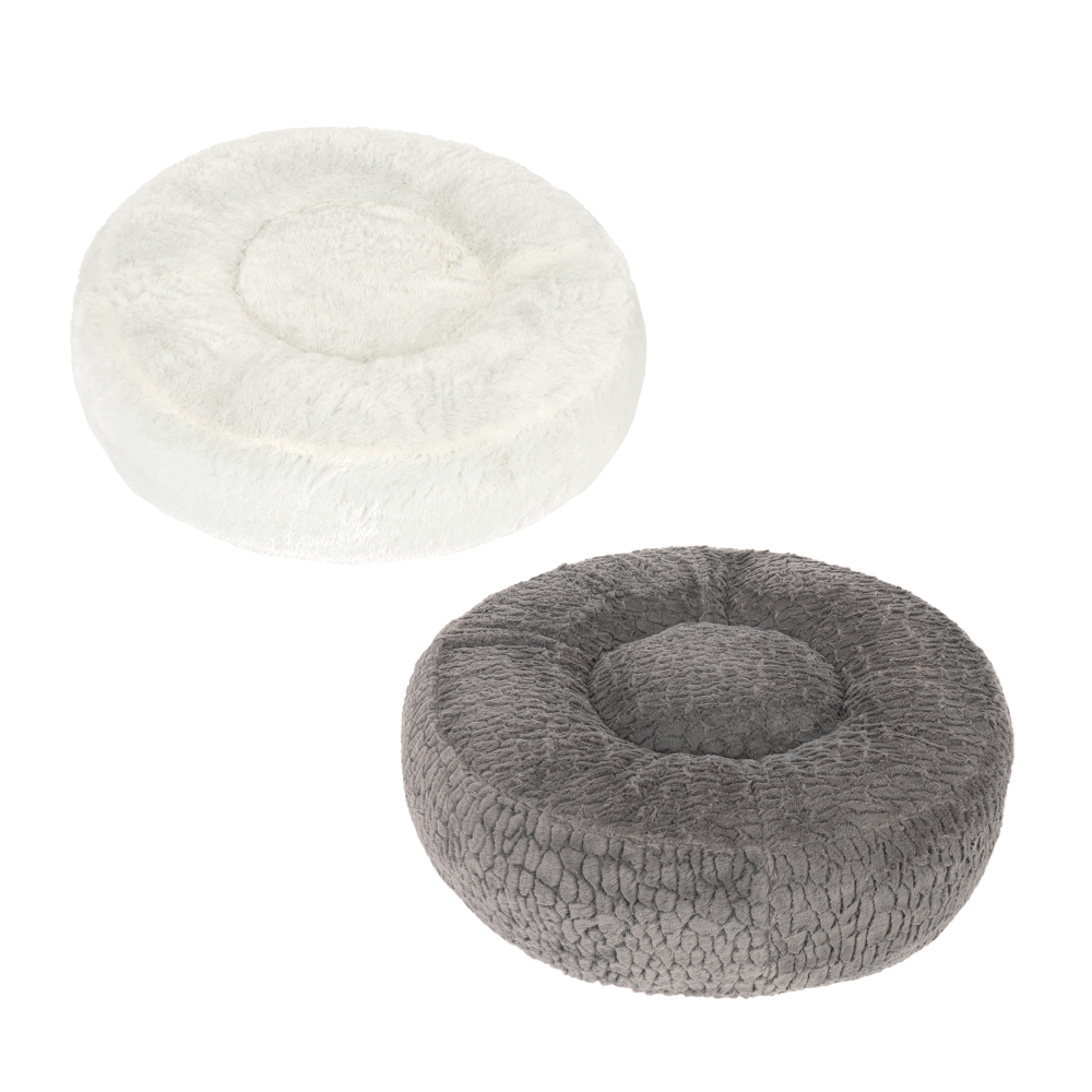 Kombi-Paket: Hundebett Flocke + passende Ersatzbezüge - Bett Ø 90 x H 20 cm + Ersatzbezug Ø 90 cm, grau von zooplus Exclusive