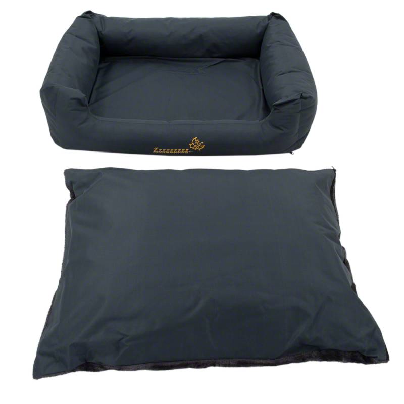 Set: Hundebett Sleepy Time grey mit Kissen + Vetbed® Isobed SL Hundedecke Paw - Set Größe L von zooplus Exclusive