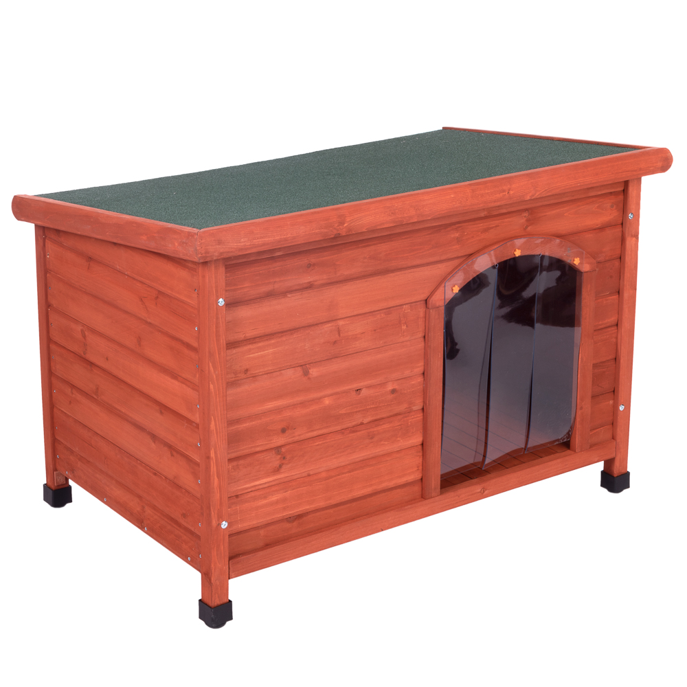 Spar-Komplettset: Hundehütte Woody Flachdach mit Isolierung - Größe L: B 115 x T 76 x H 80 cm von zooplus Exclusive