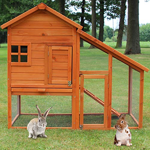 Zooprinz Hasenstall - Kaninchenstall Landhaus massiven Holz ideal für draußen - Besonders einfach und schnell zu reinigen Besonders Besonders einfach und schnell zu reinigen von zooprinz