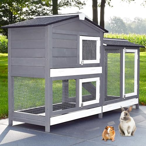 zooprinz Kaninchenstall Rudy mit Boden – 3 Schubladen mit Kunststoffeinsatz – Schnell zu reinigen des Hasenstall - aus dickem Holz ideal für drinnen & draußen– Doppelstöckiger Kleintierstall zooprinz Kaninchenstall Rudy mit Boden – 3 Schubladen mit Kunststoffeinsatz – Schnell zu reinigen des Hasenstall - aus dickem Holz ideal für drinnen & draußen– Doppelstöckiger Kleintierstall von zooprinz
