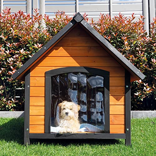 zooprinz Premium Hundehütte Luna - aus wetterfestem Vollholz, Dach zum Öffnen und Lamellentür - ideal für draußen - mit natürlichen Farbe gestrichen - 2 Größen zur Wahl -Hundehaus Hundehütte (L) von zooprinz