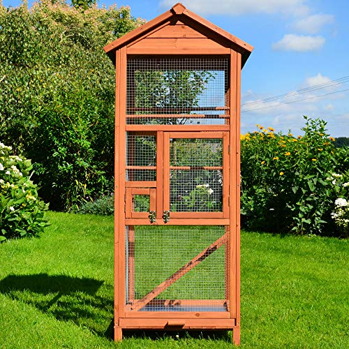 zooprinz Premium Vogelvoliere mit Kotschublade – aus hochwer-tigem Vollholz und verzinktem Draht – witterungsbe-ständig und langlebig – 3 Modelle zur Wahl (M) - vogelkäfig groß von zooprinz
