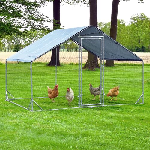 zooprinz XXL Freilaufgehege aus Metall mit Sonnendach/Regenschutz für Hühner – Außengehege als Auslauf Voliere Hühnerstall oder Hasenstall, Kleintiergehege – In 3 Größen (200x200x195cm) von zooprinz