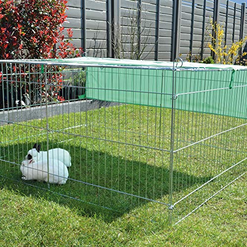 zooprinz wetterfestes Freilaufgehege mit festem Dach und Sonnenschutz - ideal für Deine Kleintiere draußen - Besonders stabiles Metall - platzsparend vers-taubar - 3 Größen zur Wahl (XL) von zooprinz