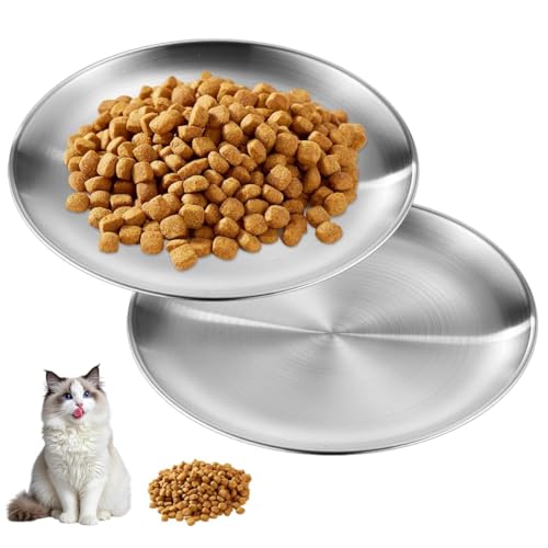 2 Stück Katzennapf Flach Edelstahl, 14cm Runde Futterschüssel Wasser Fütterung, Katze Fressnapf Katze Fallsicher, Solide Fressnapf Katze Silber, Edelstahl Futternapf für Kleine Haustiere 2 Stück Katzennapf Flach Edelstahl, 14cm Runde Futterschüssel Wasser Fütterung, Katze Fressnapf Katze Fallsicher, Solide Fressnapf Katze Silber, Edelstahl Futternapf für Kleine Haustiere von zorvixal