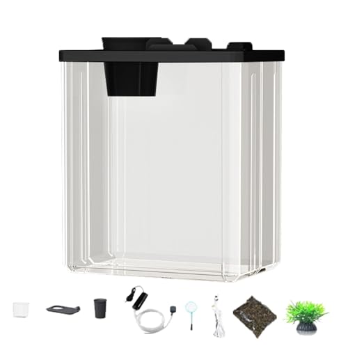 Compact Fish Tank, Air Pump Fish Tank, Atmosphere Light Aquarium, Miniature Fish Tank, Decorative Fish Tank, Betta and Snail Tank, Shrimp Tank with Light for Betta and Snail 22.5x15x28cm Compact Fish Tank, Air Pump Fish Tank, Atmosphere Light Aquarium, Miniature Fish Tank, Decorative Fish Tank, Betta and Snail Tank, Shrimp Tank with Light for Betta and Snail 22.5x15x28cm von zwxqe