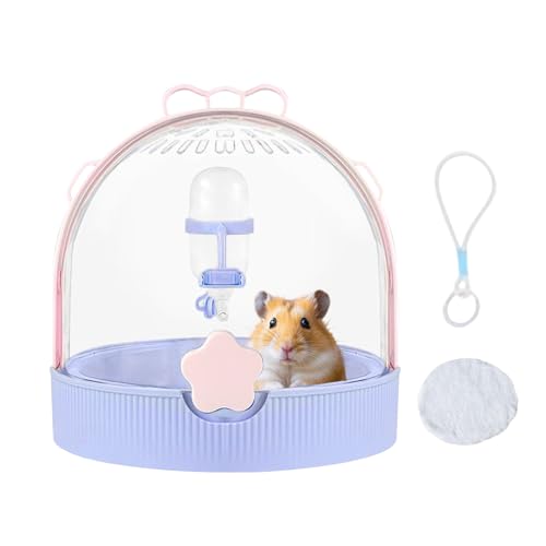 Haustierkäfig - Tragbare Reisekoffer mit Wasserflasche für Hamster und Chinchilla, Haustierträger ideal für, Vogel, Mäuse, Rennmäuse, Camping, Roadtrips, Urlaub und Spaziergänge im Freien von zwxqe
