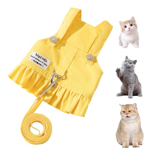 Katzen-Gehkleidung, Katzenjacken für Katzen mit 360° drehbarer Schnalle, sichere stilvolle Katzensicherheitskleidung, langlebige Katzenkleidung, verstellbares Zugseil von zwxqe