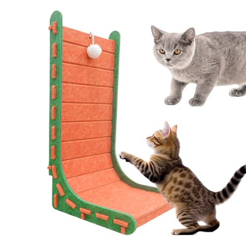 Katzenkratzbrett, L-Form Katzenkratzer, Filz-Kratzbrett, interaktives Ballspielzeug, Verschleißfest, Krallenschärfwerkzeuge, Kätzchen-Krallenschärfer, Spielzeug mit Ball von zwxqe