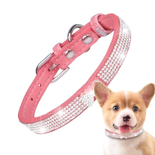 Strass-Hundehalsband, Mikrofaser, ausgefallenes Haustierhalsband für Hündinnen und Mädchen, Katzen, verstellbar, ausgefallenes Hundehalsband, weiches weibliches Hundehalsband, reißfest, von zwxqe