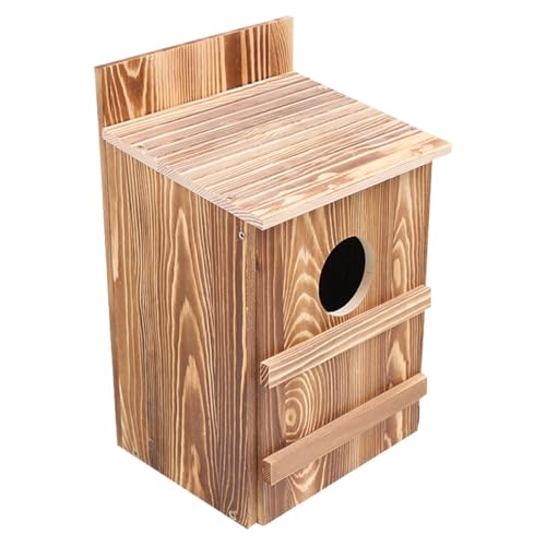 Wooden Owl House, Large Outdoor Nesting Box with Circular Opening, Easy Assembly Bird Shelter for Kestrels and Small Birds, Durable Weatherproof Design with Mounting Screws von zwxqe