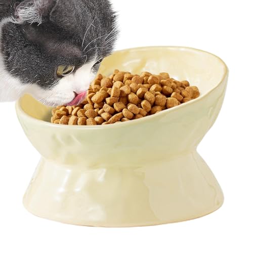 Erhöhter Katzenfutterschale – Porzellan-Wasser- und Futter-Futterschale | Breiter Katzenfutternapf, Fütterungsbewässerungszubehör für Flache Katzen von zwxqe