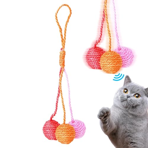 zwxqe Hangable Cat Scratching Ball, Sisal Cat Scratching Toy, Interactive Cat Ball, Pet Shop Cats Scratching Toy, Multifunctional Relaxing Game for Pet Shop and Cattery von zwxqe