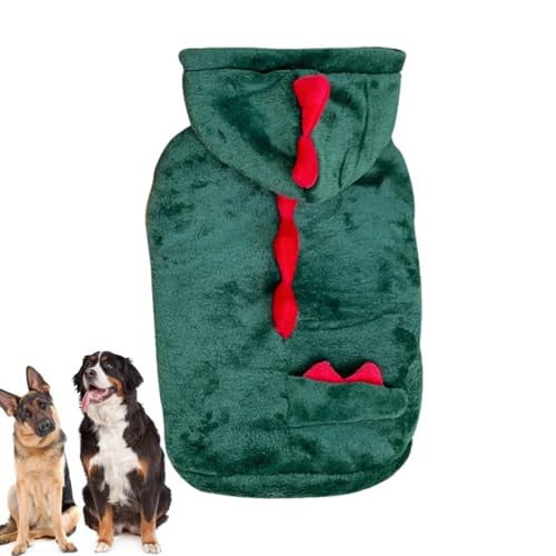 zwxqe Hunde-Dinosaurier-Design-Kostüm, Hunde-Dinosaurier-Cosplay-Hoodies, weicher und atmungsaktiver Haustier-Dinosaurier-Cosplay, grüner Welpen-Kapuzenmantel für kleine Hunde von zwxqe