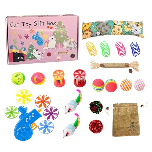 zwxqe Interaktives Katzen Spielzeug Ball,Interaktiver Katzensprungball mit Weihnachtsdesign - Haustierzubehör, Beissfestes Kauspielzeug Set Für Alle Katzen von zwxqe