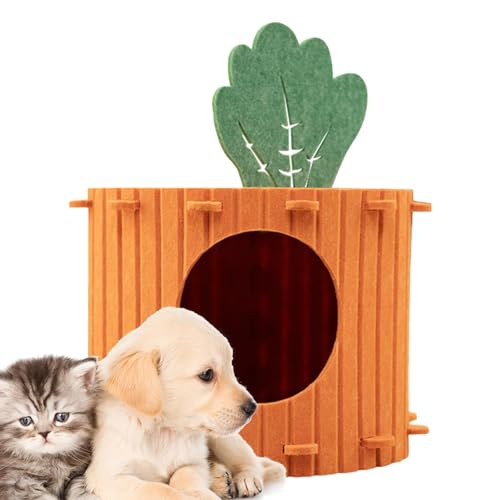 zwxqe Katzenhöhlenbett, halbgeschlossenes Katzenhaus in Karottenform, kratzfeste Katzenhöhle, abnehmbare Bettwäsche für Innenkatzen, zum Ausruhen für Camping, Garten, Wohnzimmer von zwxqe